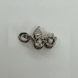 Vtg 925 Sterling Silver Baby Carriage Charm / Pendant